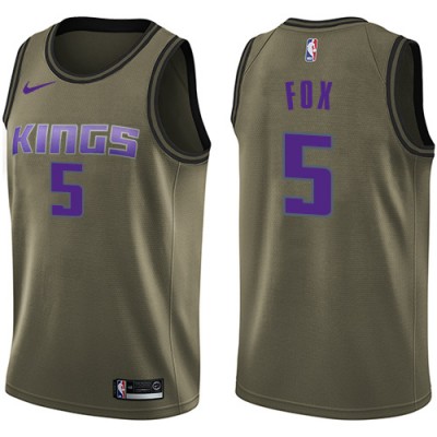 Nike Sacramento Kings #5 De'Aaron Fox Green Salute to Service Youth NBA Swingman Jersey